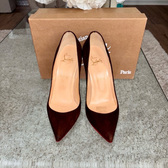 Authentic Christian Louboutin Pigalle Follies Women Brown Suede Stiletto Heels - Picture 2 of 16